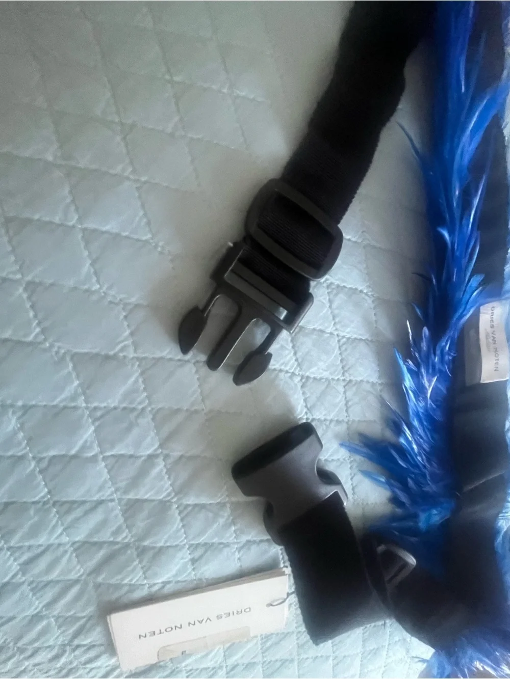 Dries Van Noten Cobalt Blue Feather Belt - Sz Medium NWT